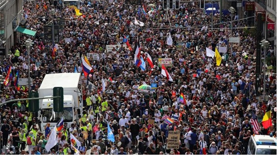 Protests in Berlin against covid - Aug 2020